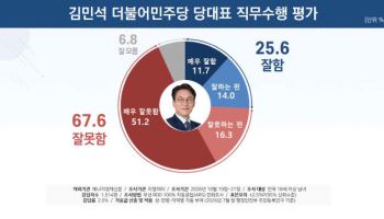 여야 대표 지지율, 김민석 25.6% vs 장동혁 33.6%