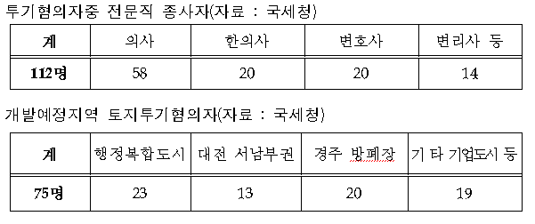 고소득 전문직 투기혐의자 대대적 세무조사