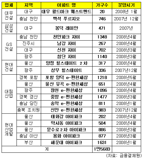 대형건설사 "지방아파트 사주세요"