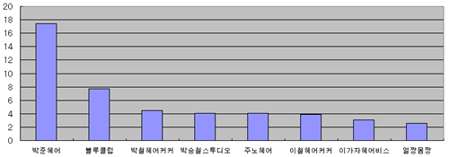 (2010 프랜차이즈 랭킹)브랜드 인지도<8> 피부관리샵/이미용업