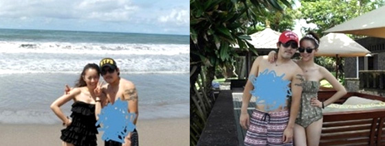 유하나·이용규 신혼여행 사진 "뱃살은 나만 보겠소"
