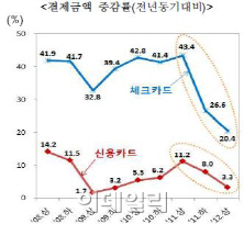 소비둔화에 카드 긁는 속도도 줄었다