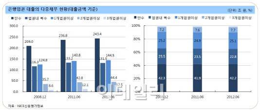 은행 대출의 약 60%가 다중채무자