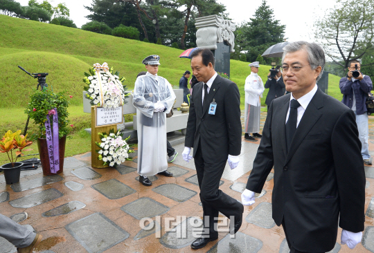 김대중 전 대통령 묘소 참배 마친 문재인                                                                                                                                                            