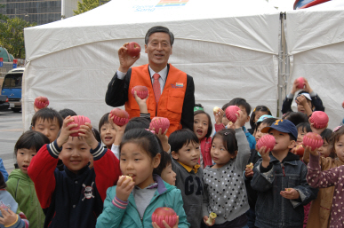 하늘에서 사과가 떨어진다..서울광장서 청송사과 축제