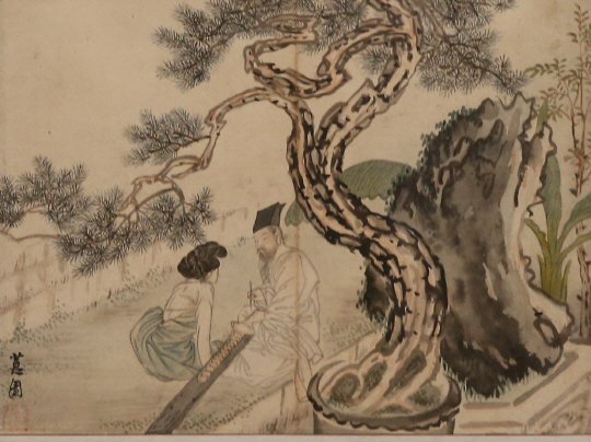  신윤복의 '후원탄금도'                                                                                                                                                                  