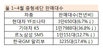 신차경쟁 본격화.. 중형세단시장 춘추전국시대