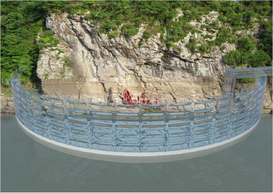 물에 잠긴 반구대 암각화 투명댐으로 보호