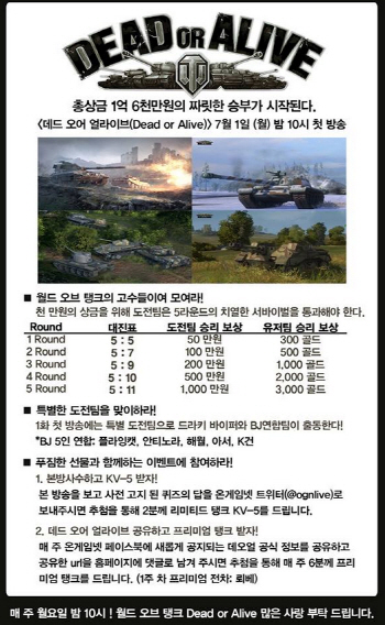 온게임넷, 1일 '데드오어얼라이브' 첫방...상금 1000만원 누가 탈까