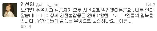 노량진 수몰사고 희생자 소식에 안선영 '애도'...변희재 '박원순 비판'
