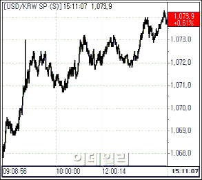 커지는 달러 강세..환율 두 달 만에 1070원대 회복(마감)