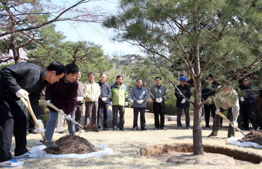 [포토] 나무 심는 박 대통령