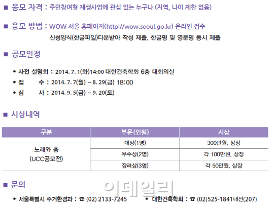 서울시, '살기좋은 마을 만들기 UCC공모전'