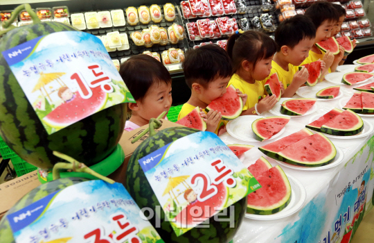 [포토]농협유통 '수박 먹고 더위 이기세요~'
