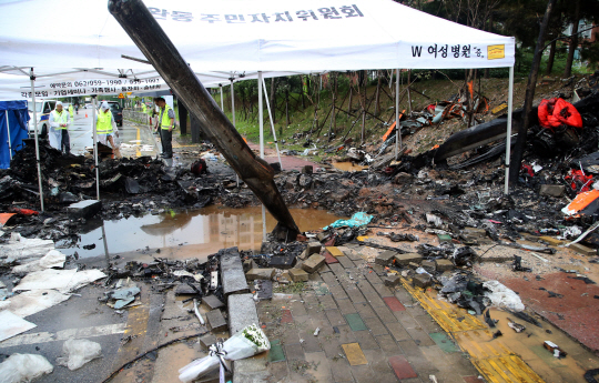  포격 맞은 것처럼 팬 사고현장                                                                                                                                                                     