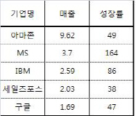 글로벌 클라우드시장 매출 `급성장`..MS·IBM 주도