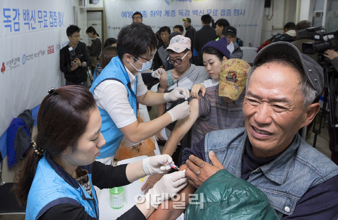 [포토]서울 지역 노숙인 1,500명 대상 무료 독감 예방 접종-3