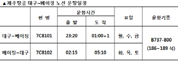 제주항공, 내년 2월 대구~베이징 정기 취항.."LCC 최초"