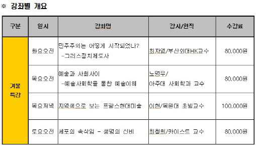 예술의전당, '인문&힐링' 1월 특강 연다