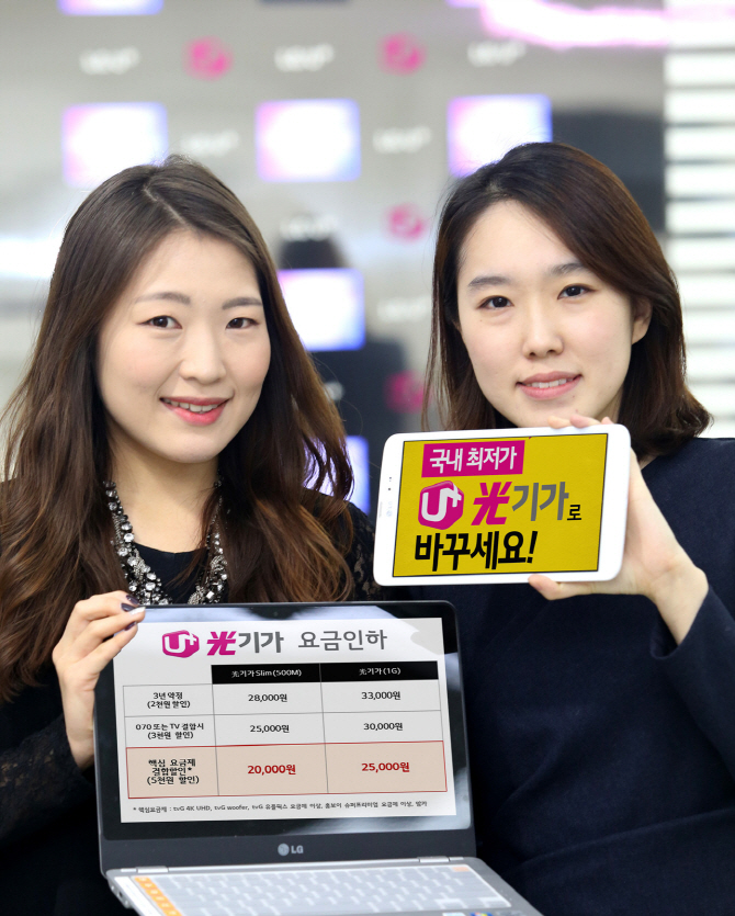 LG U+ 기가인터넷 요금 2천원 인하..업계 최초