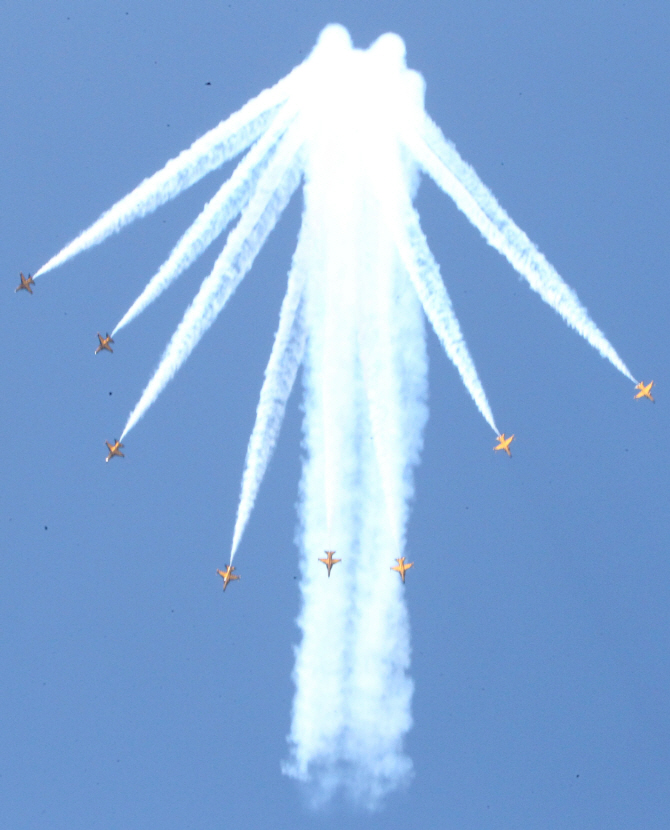  하늘을 수놓는 공군 블랙이글스 공연팀                                                                                                                                                             