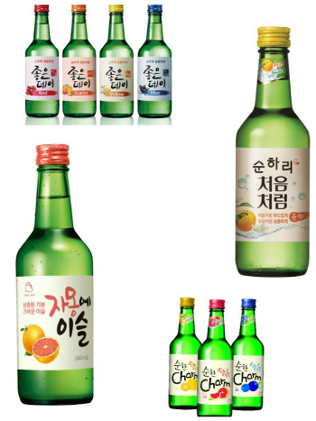 하이트진로까지 가세..'순하리' 인기에 과즙 소주 전쟁