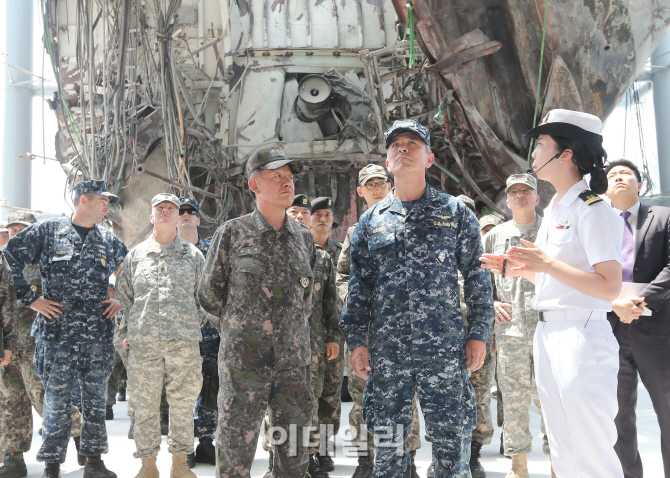 [포토]천안함 둘러보는 해리 해리스 미 태평양사령관