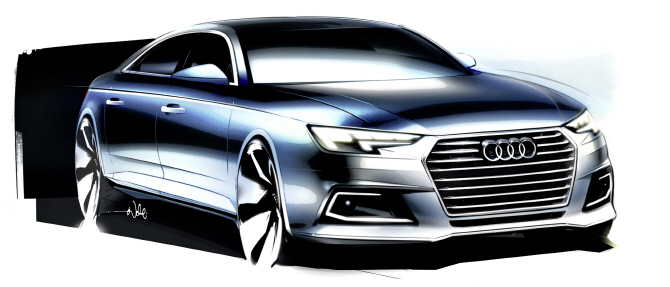 아우디 '신형 A4'의 스케치                                                                                                                                                               