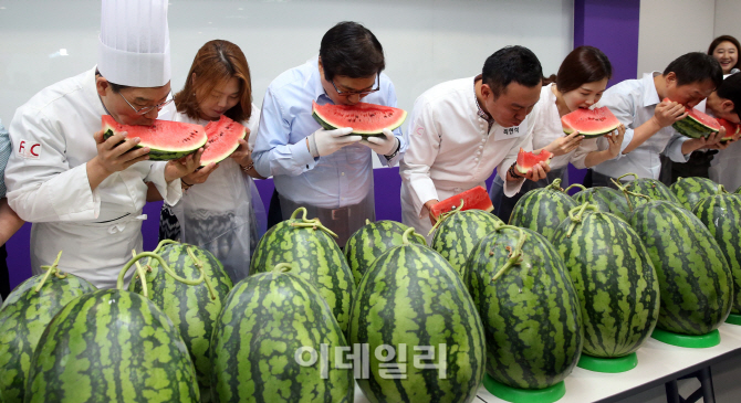 [포토]더위 이겨내는 수박 먹기 대회