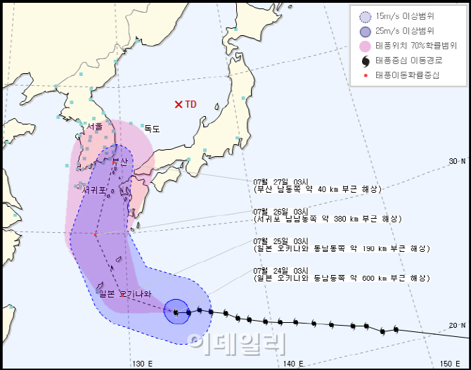 할롤라에 밀린 장마전선..경기북부 강원에 250㎜ 뿌렸다