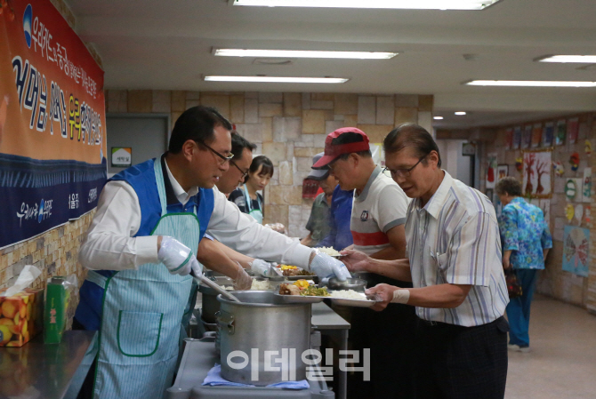 [포토]유구현 우리카드 사장, 사랑의 쌀 전달