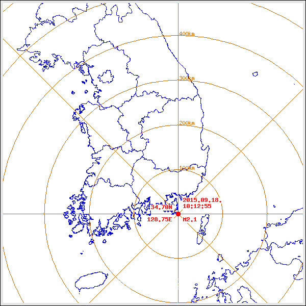 경남 통영 앞바다서 진도 2.1 지진