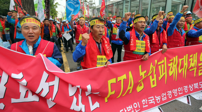 [포토] 구호 외치는 농민들