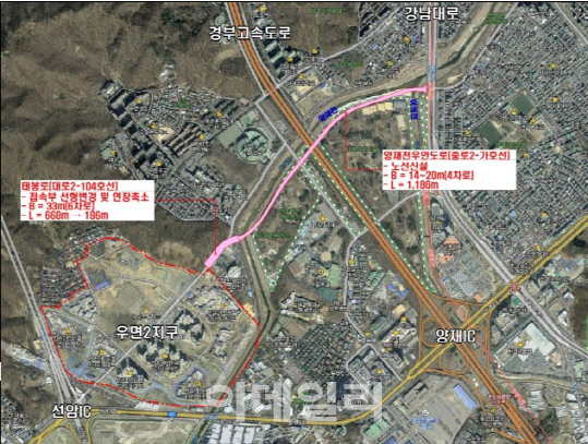 서울 우면2국민임대주택단지~강남대로 연결도로 생긴다