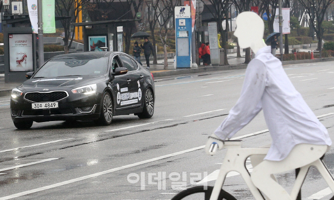 [포토]보행자 인식하는 자율주행차량