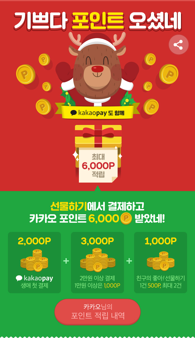 카카오톡 선물하기, 연말 맞이 최대 6천 포인트 적립 이벤트