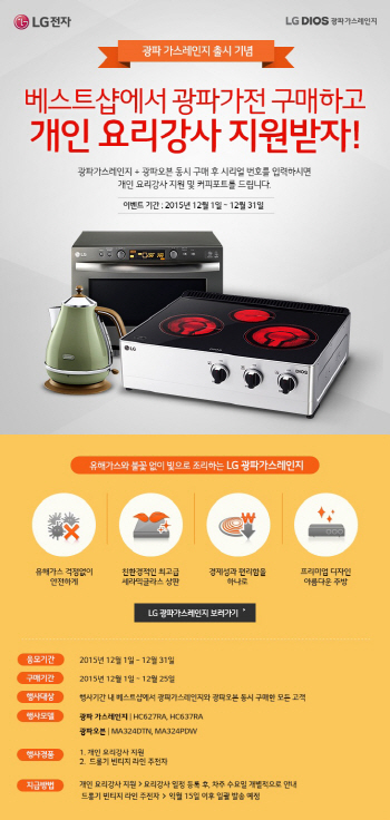 LG전자 "광파가전 구매하고 개인 요리강사 지원 받으세요"