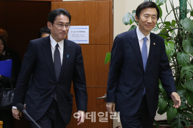 [포토]회담장 입장하는 윤병세 장관-기시다 후미오 일본 외무상