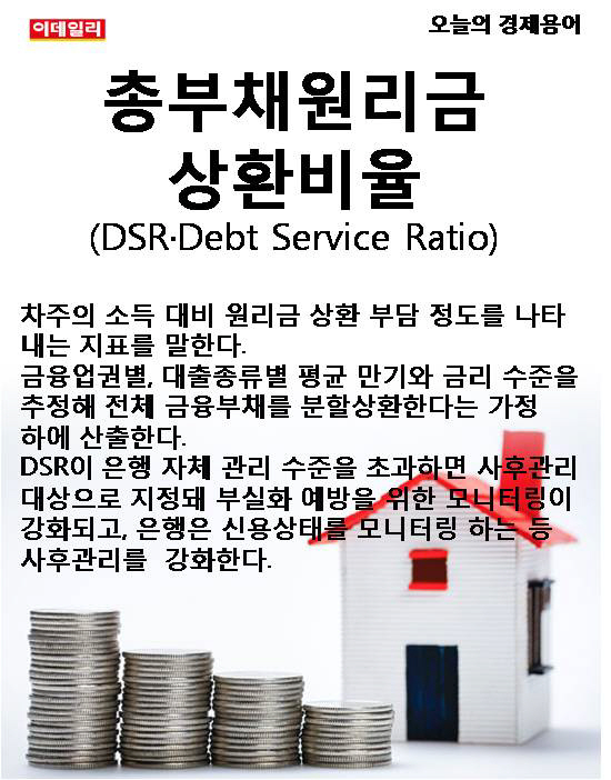  오늘의 경제용어 - 총부채원리금상환비율(DSR)