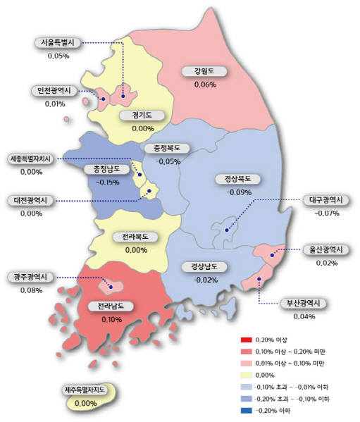 전국 아파트값 2주연속 보합…강남은 상승폭 확대