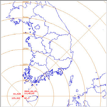 나흘전 연달아 지진 발생한 제주 북서쪽 해역서 또 지진                                                                                                                                                    