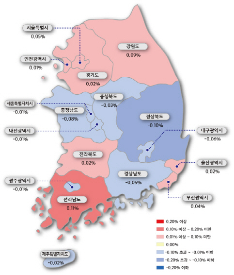 전국 아파트값 18주만에 상승..제주는 89주만에 내려