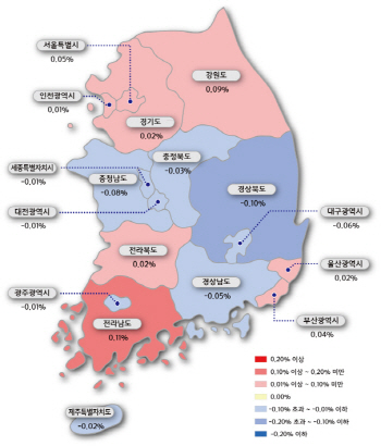 전국 아파트값 18주만에 상승..제주는 89주만에 내려