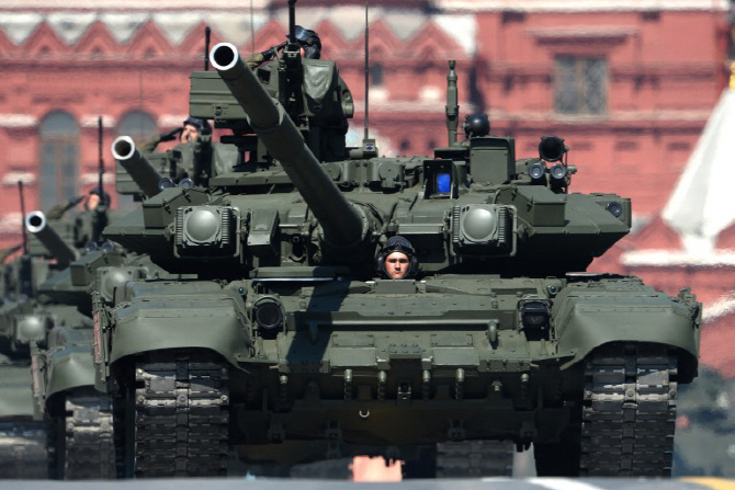  러시아 T-90A 탱크, 붉은광장 퍼레이드 참가                                                                                                                                                        