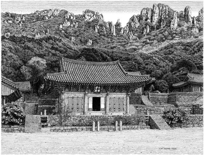 [e갤러리] 0.03㎜ 혼으로 새긴 세상…김영택 '달마산 미황사'