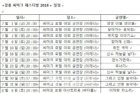 씨마크호텔, '강릉 씨마크 페스티벌 2016' 개최