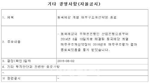 [주식톺아보기]동국제강 재무개선약정 졸업 의미는?