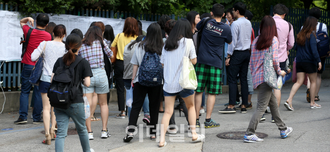 [포토]시험실 배치도 살펴보는 수험생들