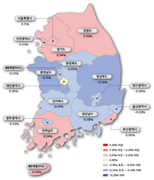 강남 아파트값 최고 상승률vs지방은 20주 연속↓…벌어진 격차