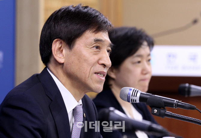 [포토]'물가안정목표제 운용상황 설명회'에서 설명하는 이주열 한국은행 총재